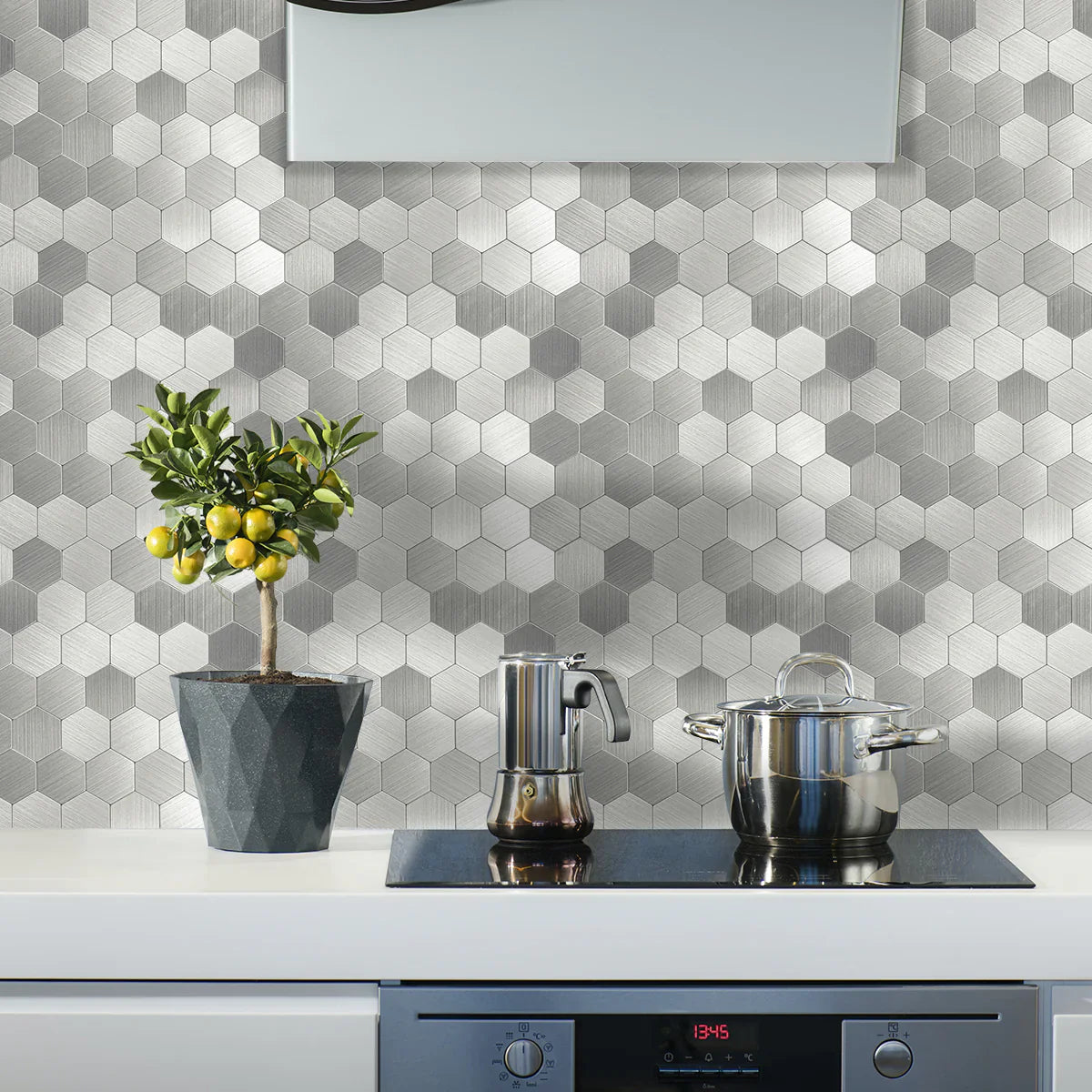 Ener-J Large HexaStyle Aluminum Peel & Stick Tile, Size: 290 x 288 x 4 mm (Pack of 4)