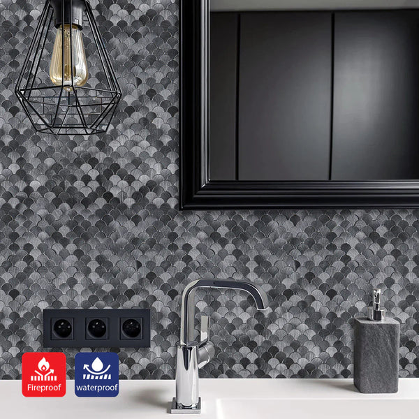 Ener-J Reflective Scallop-Pattern Peel & Stick Aluminum Tile, Size: 295 x 300 x 4 mm (Pack of 4) secondary image