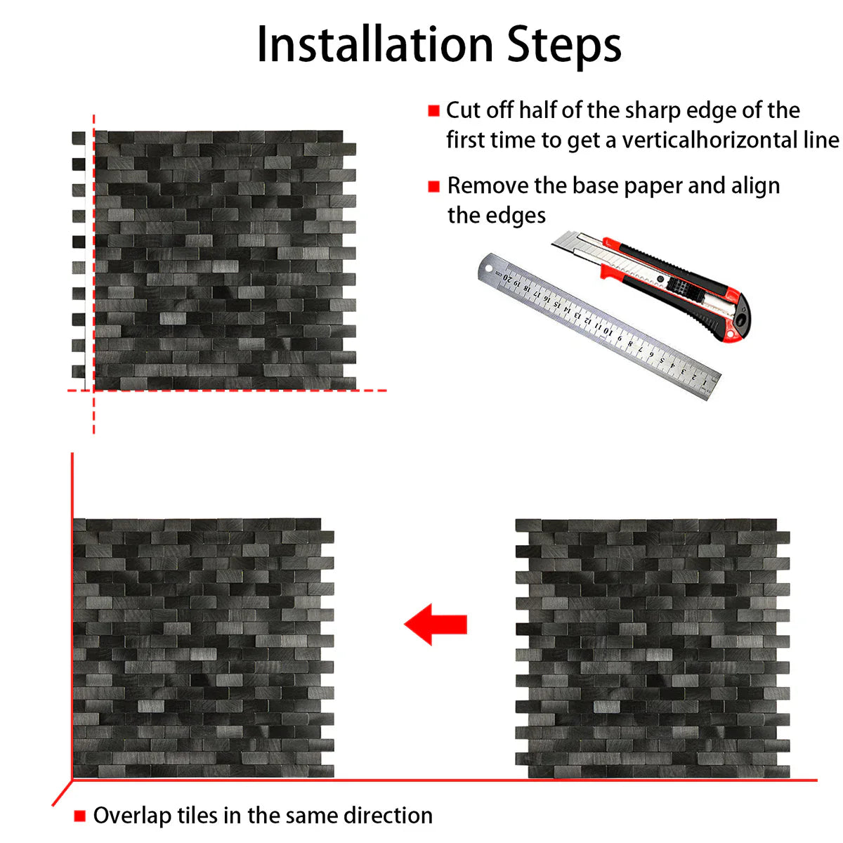 Ener-J Urban Alloy Pattern Peel & Stick Aluminum Tile, Size:300 x 300 x 4 mm (Pack of 4)