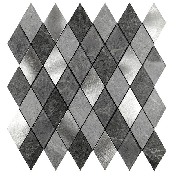 Ener-J Silver Slate Diamond Pattern Peel & Stick Aluminum Tile, Size: 295 x 29 5 x 4.5 mm (Pack of 4)