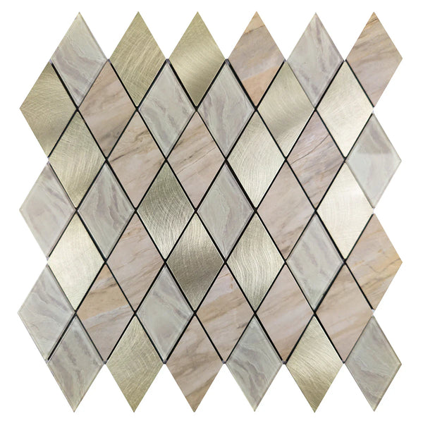 Ener-J Rose Gold Slate Diamond Pattern Peel & Stick Aluminum Tile, Size:295 x 295 x 4.5 mm (Pack of 4)