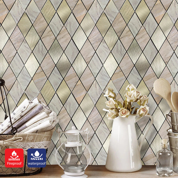 Ener-J Rose Gold Slate Diamond Pattern Peel & Stick Aluminum Tile, Size:295 x 295 x 4.5 mm (Pack of 4) secondary image