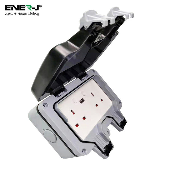 Ener-J Smart Wi-Fi Waterproof Double Socket IP55 with USB Port secondary image