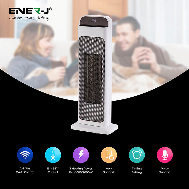 Ener-J Smart WiFi PTC Ceramic 2000W Heater UK BS Plug