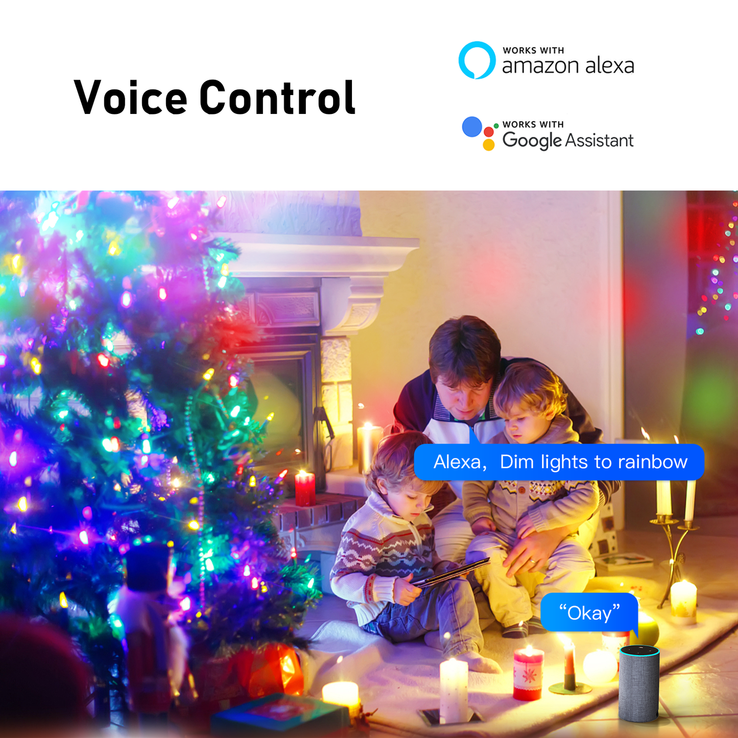 Ener-J RGB Fairy Lights 5 Meter Cable, 50 LED'S, WiFi+BLE+IR with Remote Control, UK 3 Pin & USB Port