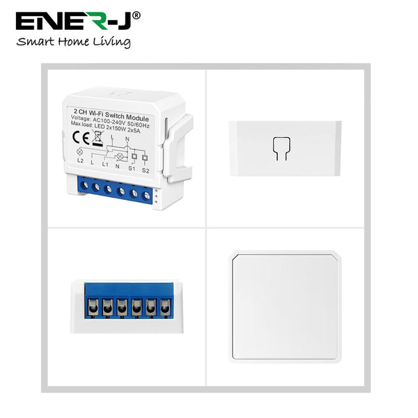 Ener-J Smart WiFi+BLE 2CH Light Switch Module (Max 2 x 150W). On/Off Switch secondary image
