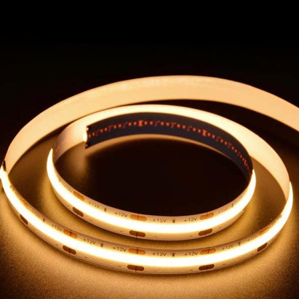 Ener-J 12V COB LED Strip Light with 300 LEDs/M. 10W/M, 1100lm/M CRI 90-92, 3000K