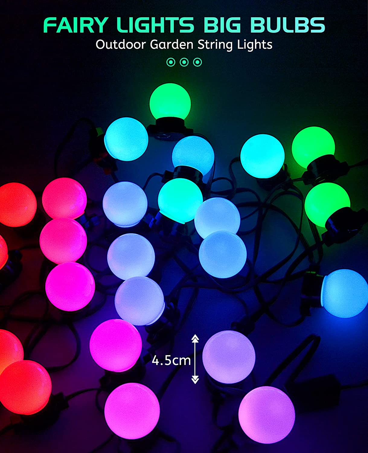 Ener-J 13 Meters RGB String Light Kit, 5V 5W (20 RGB Bulbs + IR Remote + UK Power Supply)