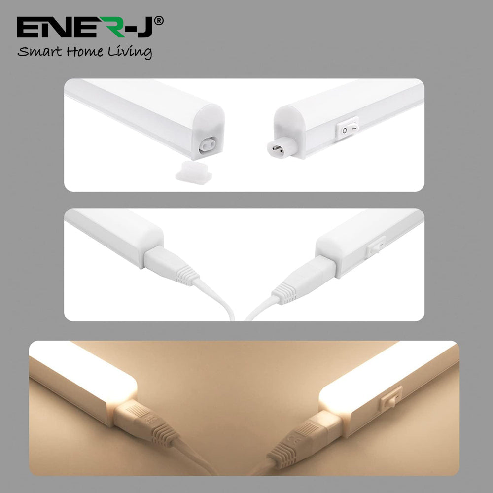 Ener-J 4W LED T5 Batten Light, 30cms, 100 Lm/W, With on/off switch, CCT Switchable,  50cms cable, 3 Years warranty