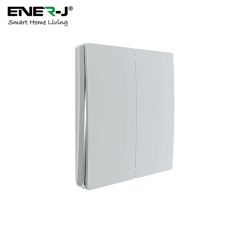Ener-J 2 Gang Wireless Kinetic Switch ECO RANGE - Silver