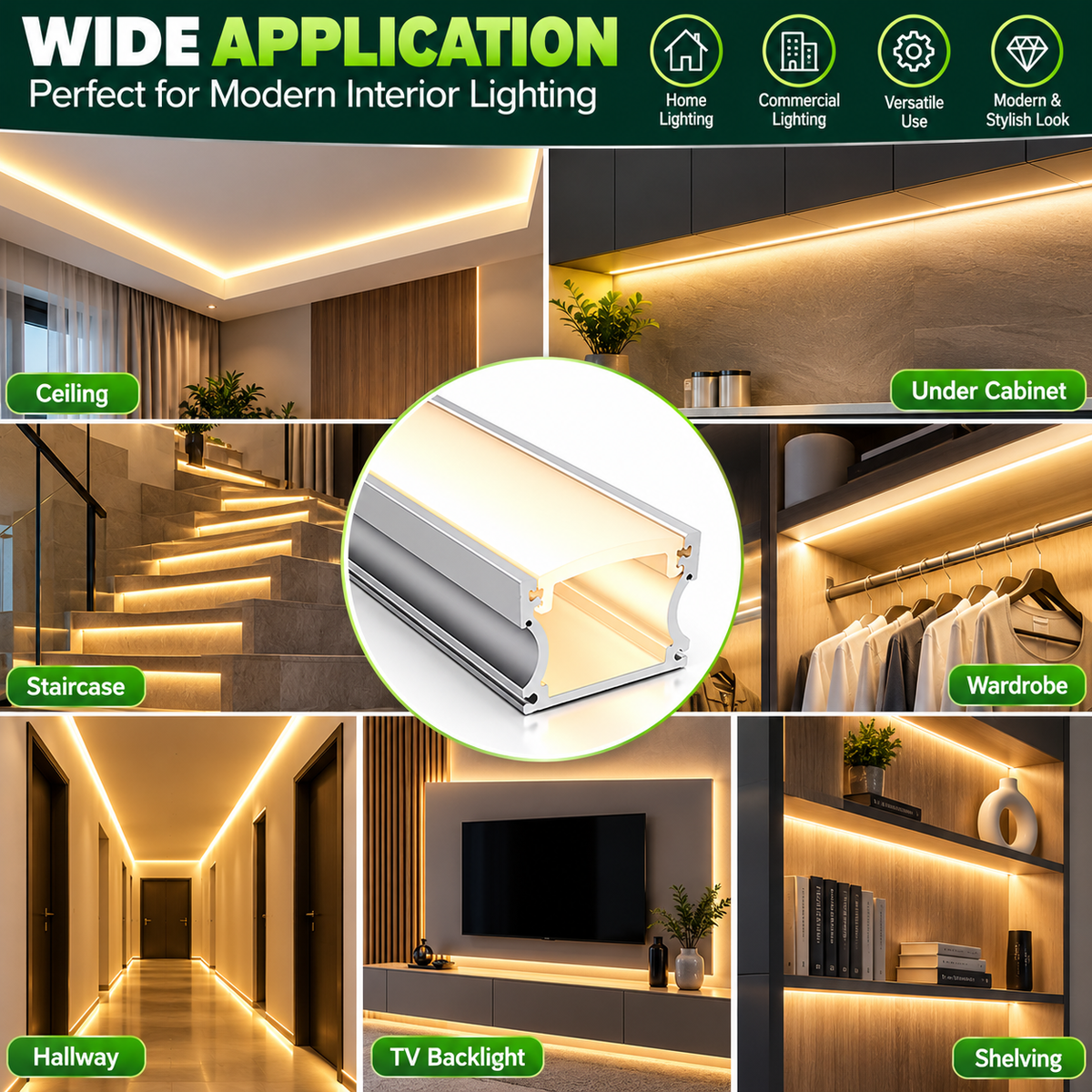 2m Deep LED Aluminium Profile – 16.8×14.3mm, Silver