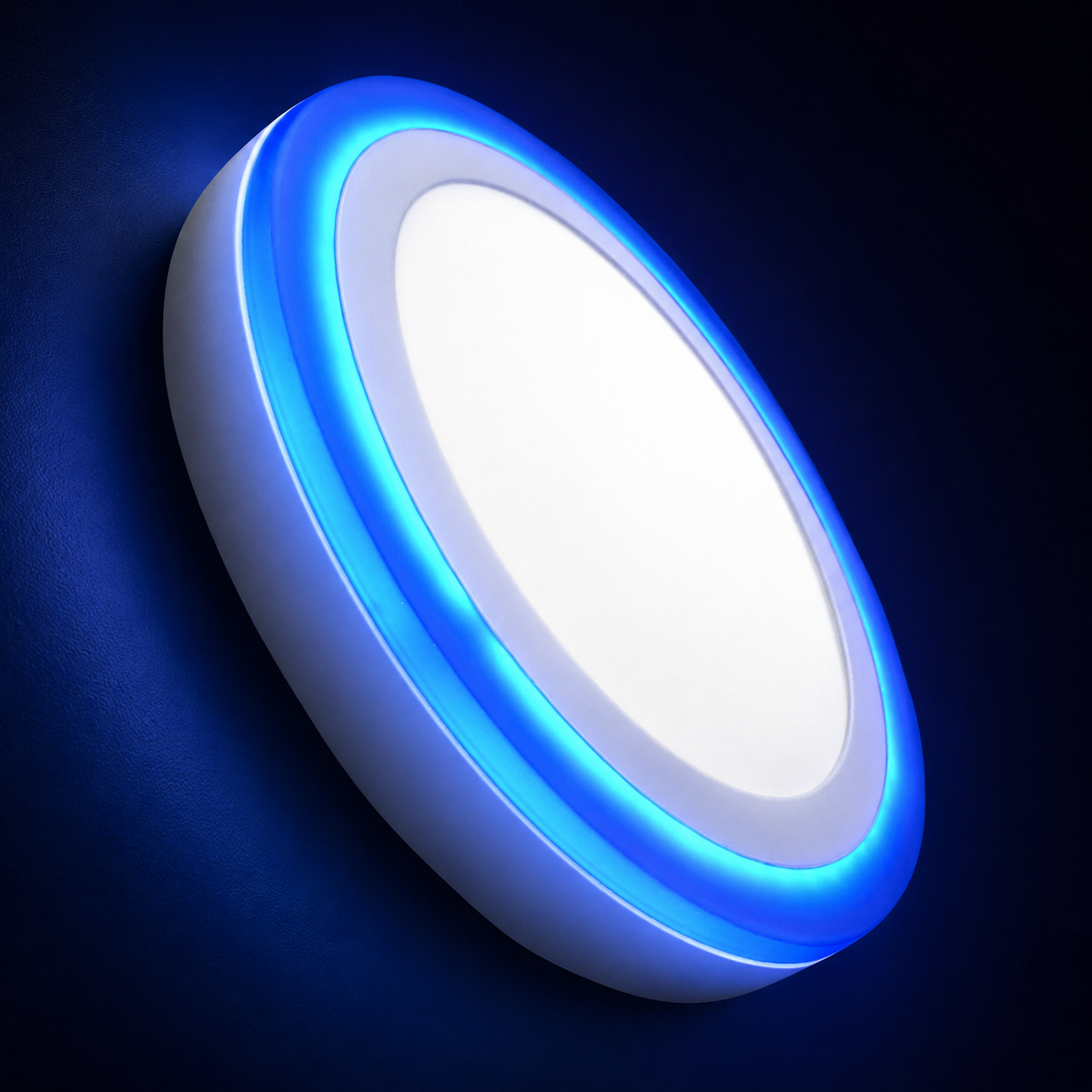 18+6W blue edge panel - lit, ceiling mounted angle