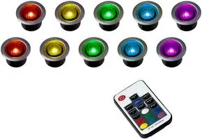 RGBW LED Decking Lights Kit with Remote – 12V, Colour Changing, 10x 30mm