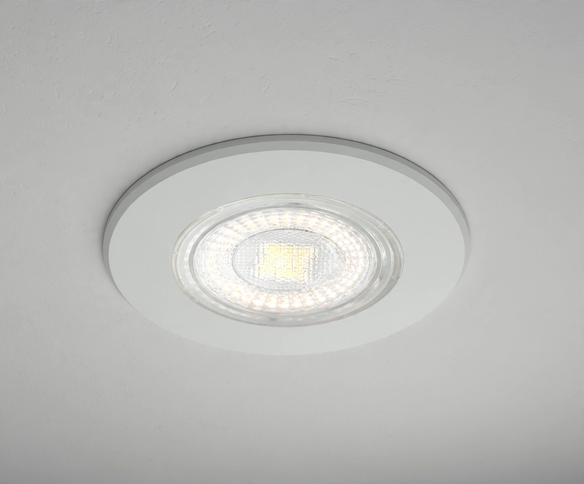 DL99Y 5W downlight installed in kitchen ceiling, lit