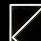 Close-up of the lit Diamond Linear Frame LED light corner showing LED dots along the frame