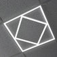 Diamond Linear Frame LED light fitted and lit in a real 600x600 ceiling grid