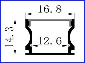 Deep LED Aluminium Profile EXP1202 – cross-section 16.8 x 14.3mm, 12.6mm internal