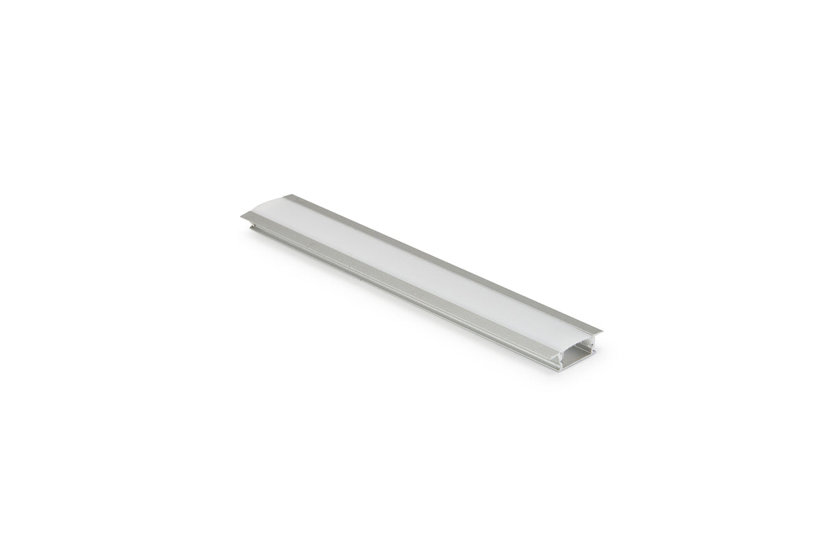 Recessed LED Aluminium Profile EXP205 – silver finish with diffuser, 2 metre length