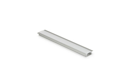 Recessed LED Aluminium Profile EXP205 – silver finish with diffuser, 2 metre length