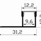 Tile In LED Aluminium Profile EXP301 - cross-section dimensions diagram 31.2 x 13.2mm