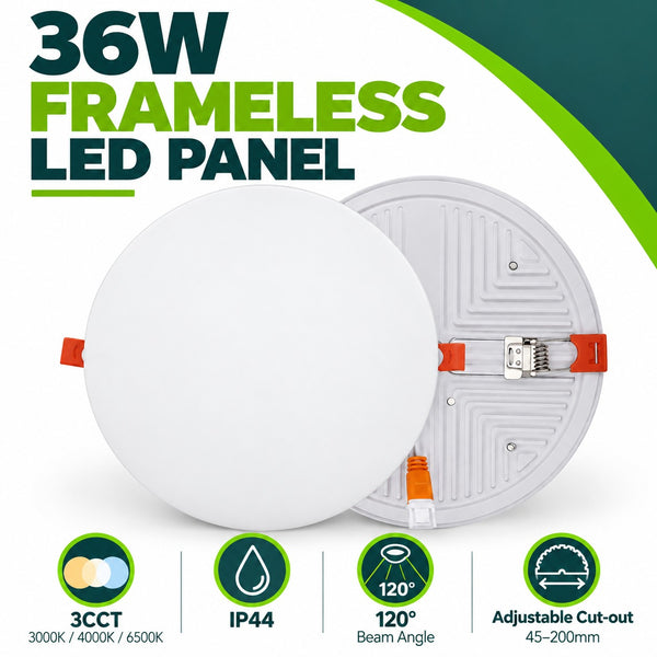 36W Frameless Adjustable Round LED Panel – 3CCT, IP44 secondary image