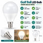Golf Ball LED Bulb 4000K Natural White infographic – 8.5W dimmable, E14, 180 degree beam, CRI over 80, 20000 hours, dimensions