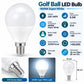 Golf Ball LED Bulb 6500K Super White infographic – 8.5W, E14, 180 degree beam, CRI over 80, 20000 hours, non-dimmable, dimensions