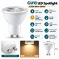 GU10 LED Spotlight 2700K Warm White infographic – 6W, 220-240V, GU10, 38 degree beam, CRI over 80, 20000 hours, non-dimmable, dimensions