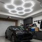 Hexagon LED frame installed in garage