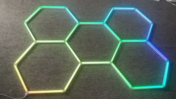 5-Grid RGB Hexagon LED Frame Light – 100W, Remote Control secondary image