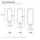 Dimensions – 30W 158 by 100 mm, 40W 191 by 118 mm, 50W 220 by 138 mm