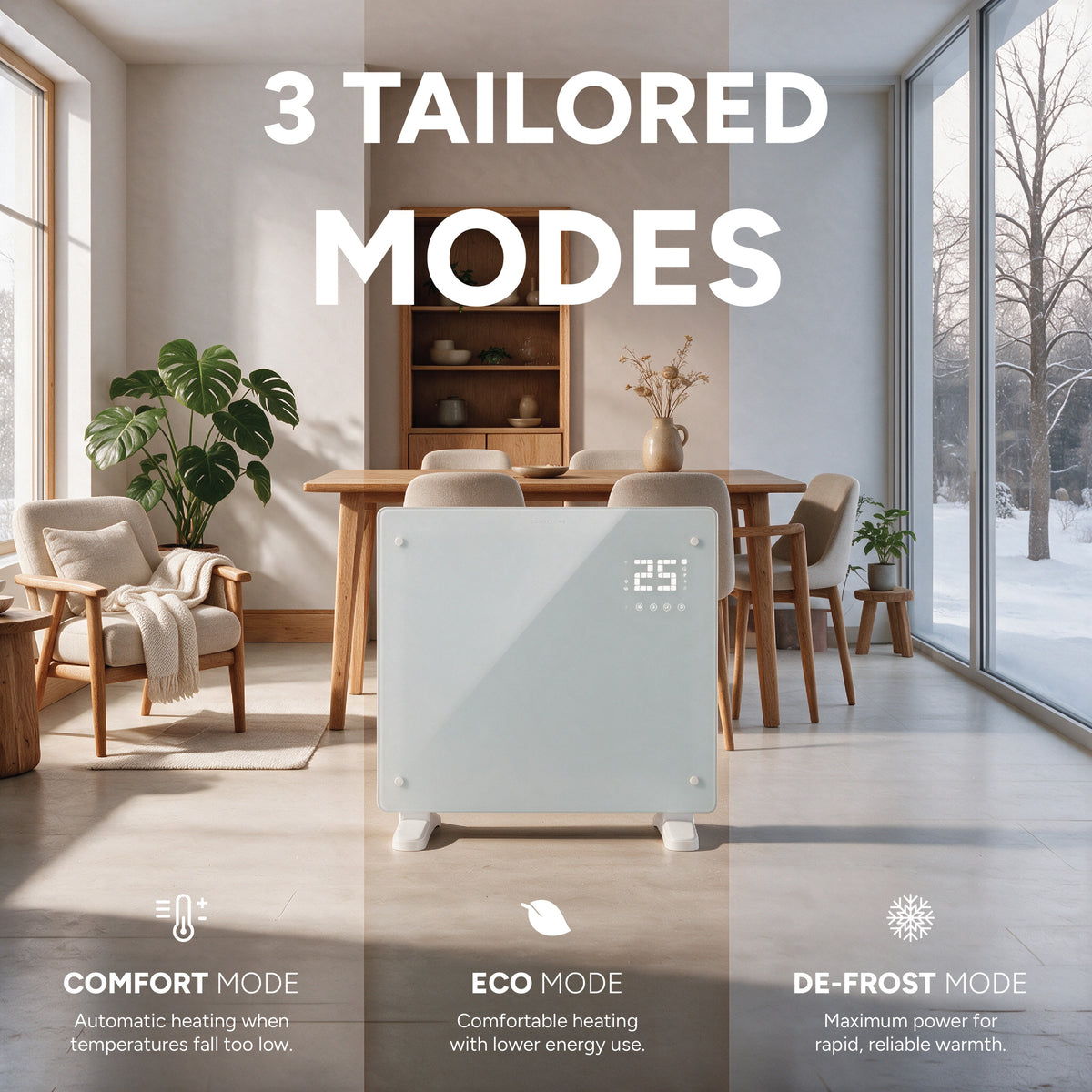 Devola DVPW500WH - comfort, eco and de-frost modes