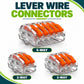Lever Wire Connectors family – 5-Way, 2-Way and 3-Way clear and orange lever connectors