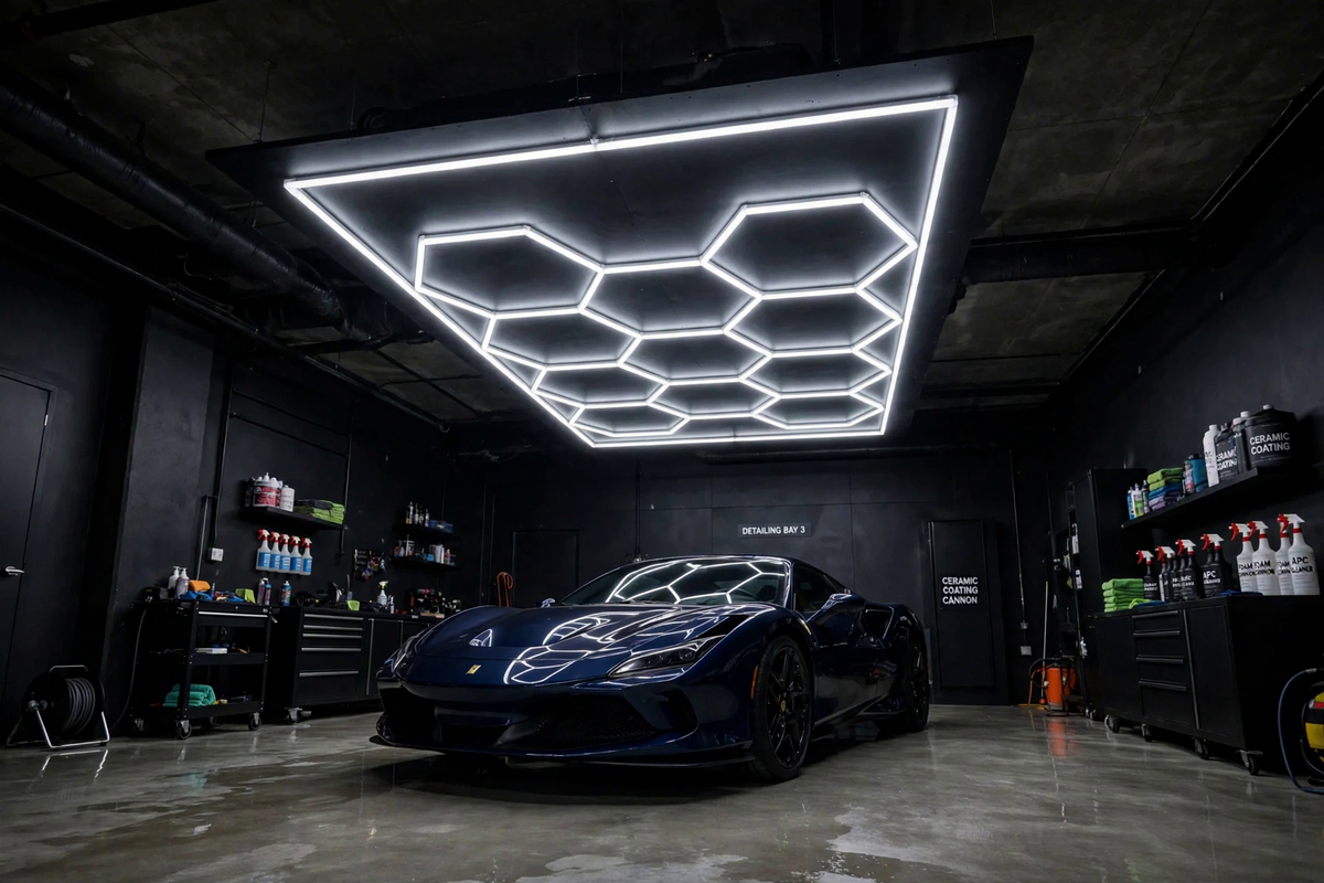 14-grid hexagon LED frame 500W - Garage lifestyle