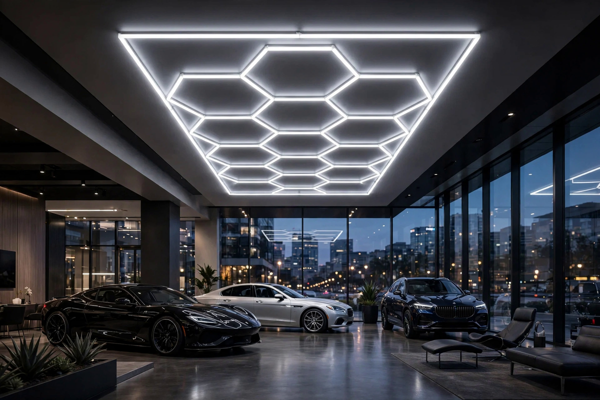 14-grid hexagon LED frame 500W - Showroom lifestyle