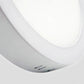 Close-up of the ultra-slim side profile of the round LED panel light