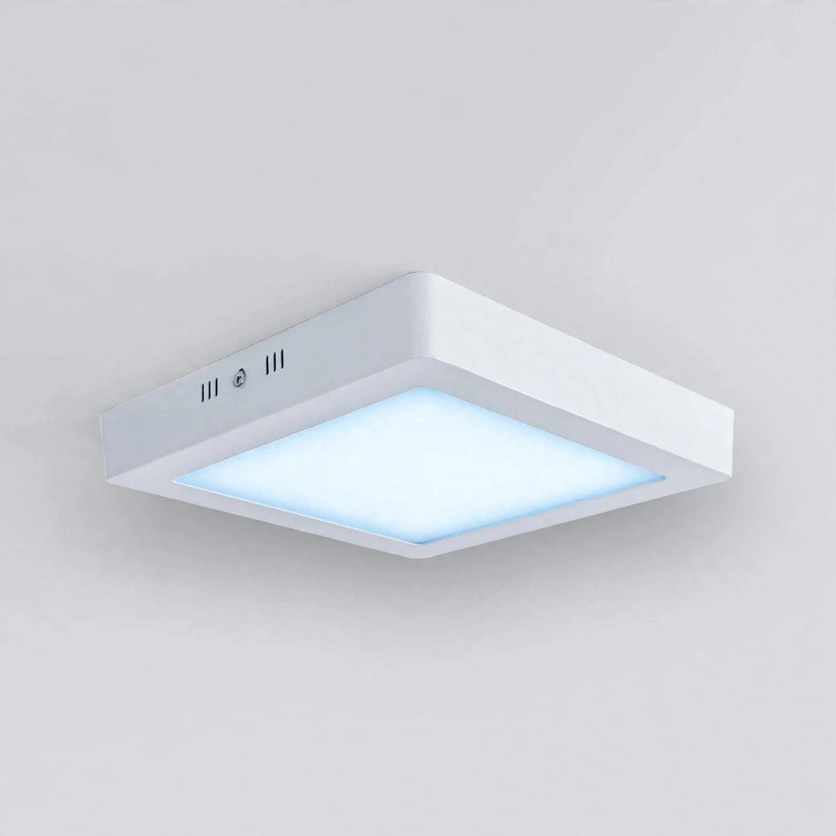 Square LED panel light glowing in 6500K daylight