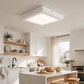 Square LED panel light installed on a modern kitchen ceiling
