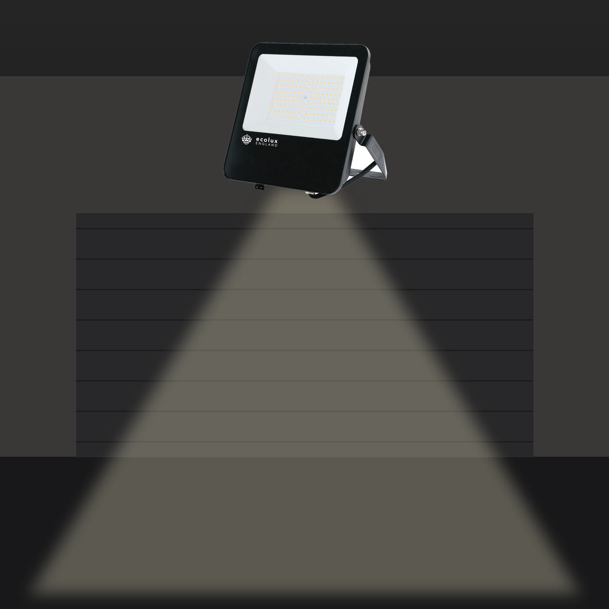 LED Floodlight above garage lighting driveway at night - gallery