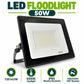LED Floodlight 50W infographic – 120 lm per W, 6500K daylight, IP65 weather resistant, adjustable 180 degree bracket