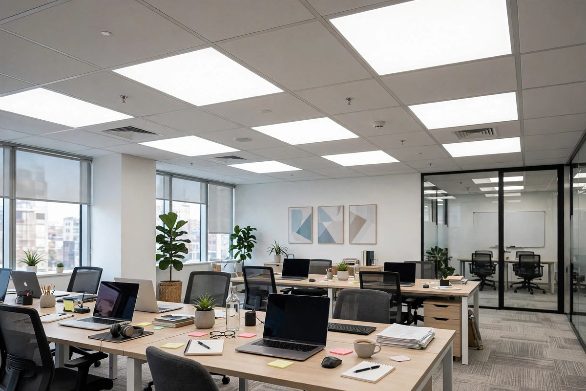 48W LED panels in office ceiling