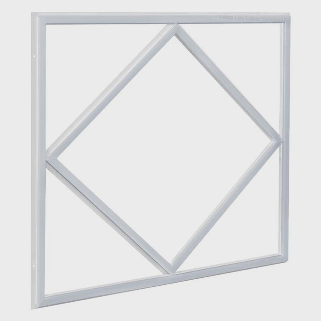 Diamond Linear Frame Light demonstration: panel off, then switched on, diamond pattern lights up