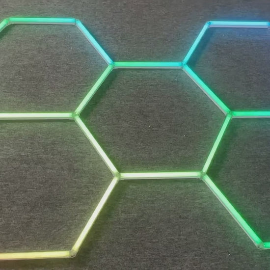 5-grid RGB hexagon LED frame demo