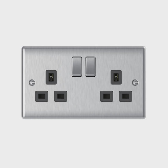 Brushed steel switched sockets demonstration video – rocker presses, product only