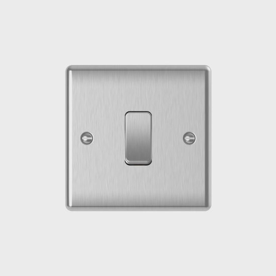 Brushed steel plate switch demonstration video – rocker press, product only