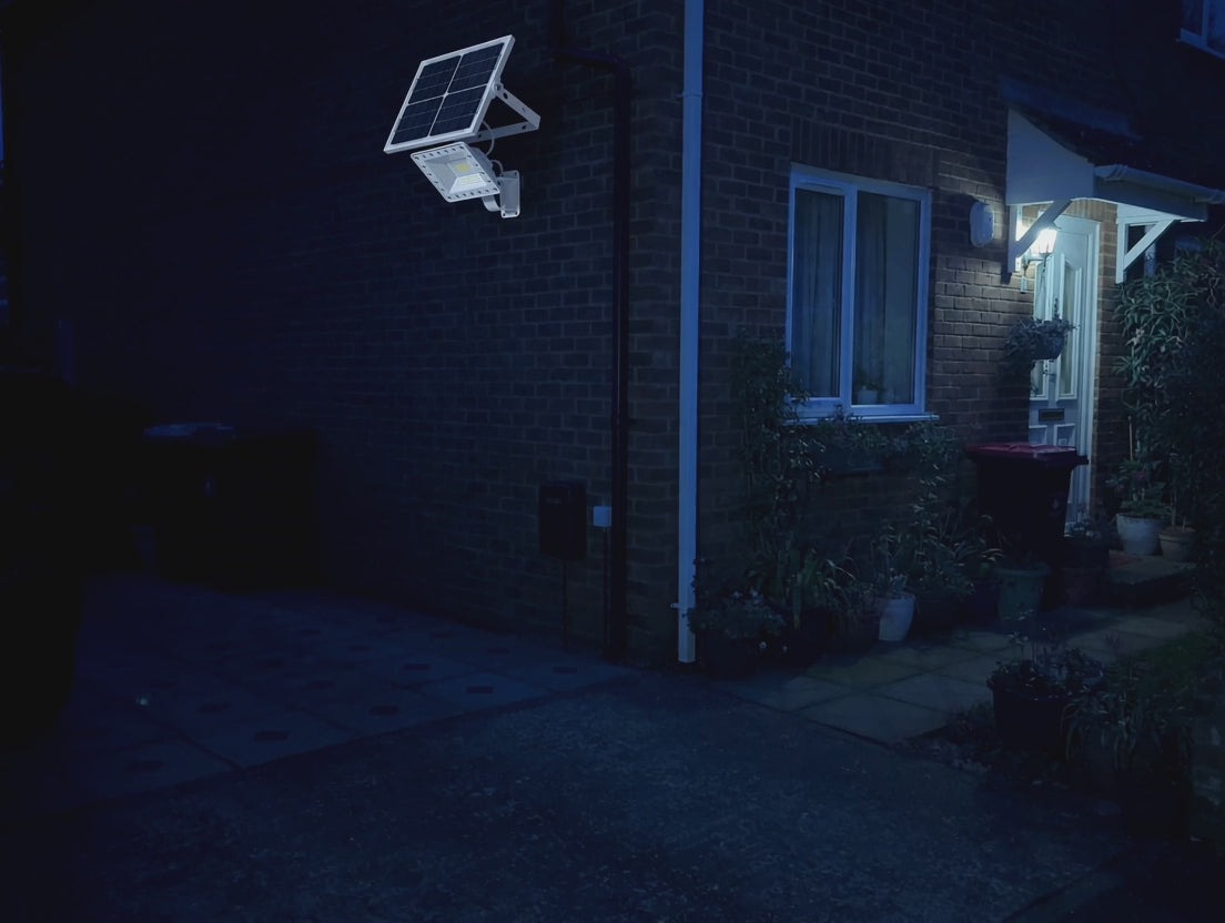 100W Solar Floodlight PIR demo - motion activation and remote control