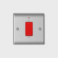Brushed steel 45A switch with neon demonstration video – rocker press and neon glow, product only