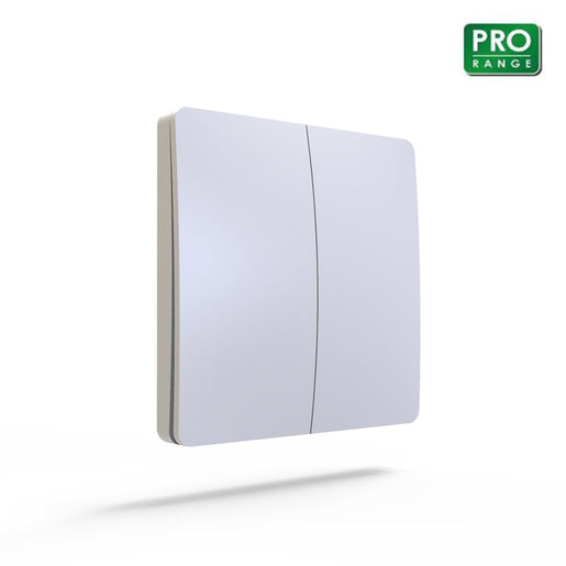 Ener-J 2 Gang Kinetic Dimmable Switch - White (PRO RANGE)