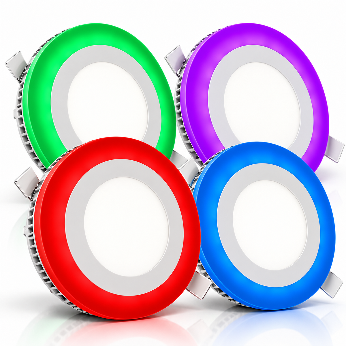 Round Edge Recessed LED Panel – 6500K + Colour Edge Glow (Green / Purple / Red / Blue), IP20