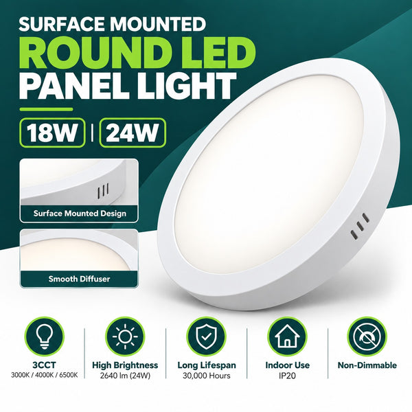 Round LED Ceiling Panel Light – Surface Mounted, Ultra-Slim Flush Mount, IP20 Indoor secondary image